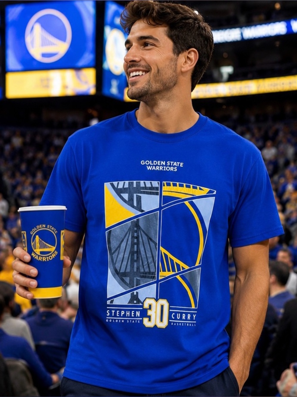 NBA Golden State Warriors Stephen Curry #30 Graphic Tee Blue Size Medium